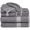imageLavish Home 8PC Bathroom Towels Set  575GSM 100 Cotton Bathroom Essentials with 2 Bath Towels 2 Hand Cloths 2 Wash Cloths and 2 Fingertip Fabric for Shower Gym Dorm and Spa SilverSilver