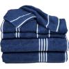 imageLavish Home 8PC Bathroom Towels Set  575GSM 100 Cotton Bathroom Essentials with 2 Bath Towels 2 Hand Cloths 2 Wash Cloths and 2 Fingertip Fabric for Shower Gym Dorm and Spa SilverNavy