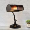 imageLavish Home Bankers Lamp  Mission Style Amber Mica Shade Table or Desk Light LED Bulb Included Classic Vintage Look Accent Decor Dark Brown Black Off White 10 x 9 x 14 L x W x H