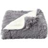 imageLavish Home Faux Long Pile Rabbit Fur Throw Blanket with Sherpa Back  Luxurious Soft Hypoallergenic for Couch Bed Dcor  60x70 in WhiteGray and Cream