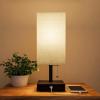 imageLavish Home USB Rectangle Lamp with Wood BaseModern Desk Light LED Bulb Included USB Port for Living Room Bedroom OfficeSingle Lamp