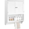 imageLavish Home Wall Mounted Kitchen Storage Cabinets  Medicine Cabinet or OvertheToilet Shelf with Stylish Shutter Doors and Towel Bar White