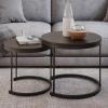 imageNesting Coffee Table Set  Set of 2 Small Round Tables Nest Together for Saving Space  Modern Industrial Living Room Tables by Lavish Home Brown