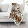 imageSherpa Fleece Throw Blanket  50x60Inch MachineWashable Reversible Throw  Fluffy Blankets for Couch Chair or Bed by Lavish Home LeopardTiger