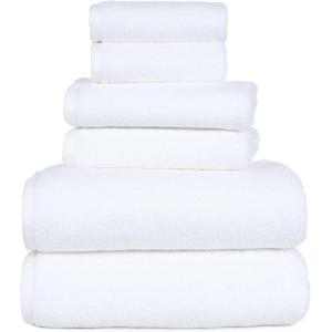 100 Percent Cotton Towel Set, Zero Twist, Soft and Absorbent 6 Piece Set With 2 Bath Towels, 2 Hand Cloths and 2 Washcloths (Seafoam) By Lavish Home(White)