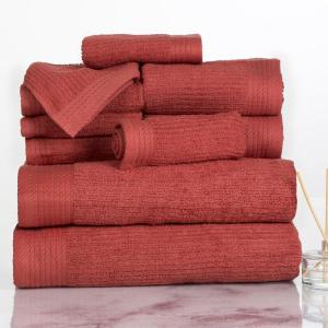10PC Towel Set – 525GSM 100% Cotton Bathroom Essentials with 2 Bath Towels, 2 Hand Towels, 4 Washcloths, and 2 Fingertip Towels – Absorbent for Shower, Gym, Spa, and Dorm by Lavish Home (White)(Brick)