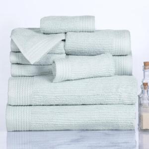 10PC Towel Set – 525GSM 100% Cotton Bathroom Essentials with 2 Bath Towels, 2 Hand Towels, 4 Washcloths, and 2 Fingertip Towels – Absorbent for Shower, Gym, Spa, and Dorm by Lavish Home (White)(Seafoam)