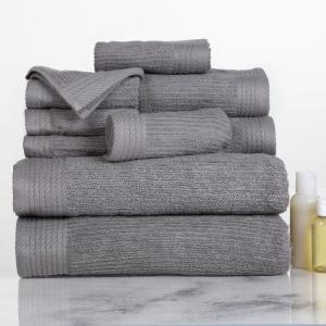10PC Towel Set – 525GSM 100% Cotton Bathroom Essentials with 2 Bath Towels, 2 Hand Towels, 4 Washcloths, and 2 Fingertip Towels – Absorbent for Shower, Gym, Spa, and Dorm by Lavish Home (White)(Silver)