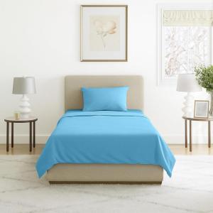 3-Piece Brushed Microfiber Sheet Set – Wrinkle, Stain, and Fade-Resistant Fitted and Flat Twin XL Sheets Plus Pillowcase by Lavish Home (Blue)(Blue)