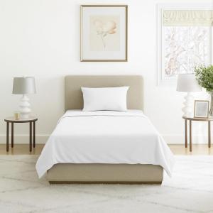 3-Piece Brushed Microfiber Sheet Set – Wrinkle, Stain, and Fade-Resistant Fitted and Flat Twin XL Sheets Plus Pillowcase by Lavish Home (Blue)(White)