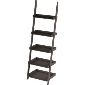 5-Tier Ladder Bookshelf – Freestanding Wooden Bookcase Frame with Leaning Look Shelves for Home and Office Storage by Lavish Home (Gray)