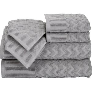 6PC Towel Set – 625GSM 100% Cotton Bathroom Essentials with 2 Bath Towels, 2 Hand Towels, and 2 Wash Cloths – Absorbent Towels for Bath, Shower, Gym, Spa, and Dorm Room by Lavish Home (Silver)