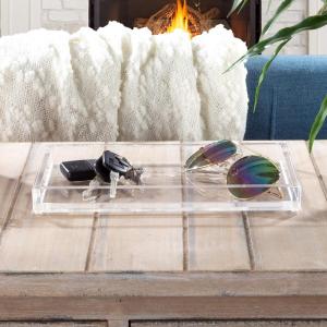 Acrylic Tray Organizer – Clear Minimalist Catchall Holder for Bedside, Bathroom, and Office Storage – Aesthetically Pleasing Room Decor by Lavish Home