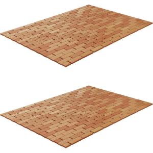 Bamboo Bath Mat Set ? 2-Pack Non-Slip Wooden Bath Mats with Roll Up Lattice Design ? for Indoor/Outdoor Bathtub, Shower, Sauna, Hot Tub by Lavish Home(2-Pack)