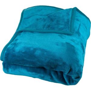 Bedford Home Faux Fur Throw Blanket – Oversized 91×81 Machine-Washable Bedding – Mink-Style 7.8lb Heavy Blanket for Bed or Sofa (Beige)(Aqua)