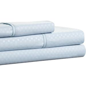 Brushed Microfiber Sheet Set- 3 Piece- Embossed Checkered Bed Linens- Deep Pocket Fitted & Flat Sheets, Plus A Pillowcase by Lavish Home (Twin, Blue)(Blue)