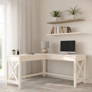 Computer Desk – L-Shaped Desk with X-Pattern Legs – For Office, Computer, or Craft Table – Desks for Home Office by Lavish Home (White)(White)