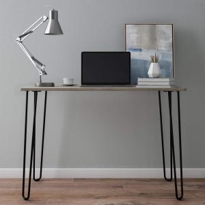 Desk with Hairpin Legs – Modern Industrial Style Home Decor – Woodgrain-Look and Steel Accent Home Office Furniture by Lavish Home (Gray)(Grey)