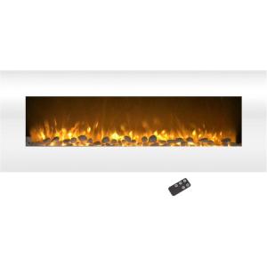 Electric Fireplace Wall Mounted, Color Changing LED Flame and Remote, 50 Inch By Northwest (White) (80-WSG02)