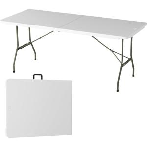 Everyday Home 6-Foot Folding Table – Indoor and Outdoor Table for Camping, Dining, Buffets, Crafts, and Playing Cards – Portable Picnic Stand (White)