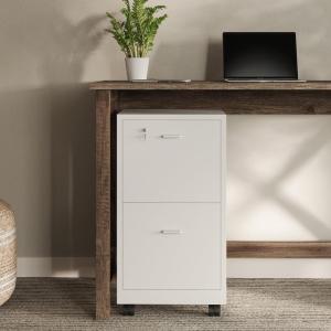 File Cabinet – 2-Drawer Cabinet with Lock and Deep Drawer Storage – Rolling Filing Cabinet for Under The Desk, Home, or Office by Lavish Home (White)(White)
