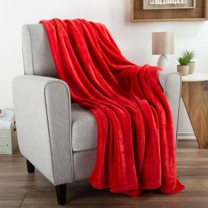 Flannel Fleece Blanket – 60×70 Oversized, Soft, and Plush Microfiber Throw – Lightweight Decor for Beds, Sofas, and Chairs by Lavish Home (Blue)(Crimson Red)