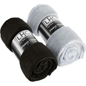 Fleece Throw Blanket-Set of 2-Navy Blue & Sand Plush 60”x50” Blankets- Soft & Cozy for Travel, Outdoor Events & Lounging on the Sofa or a Chair by Bedford Home, Black and Gray