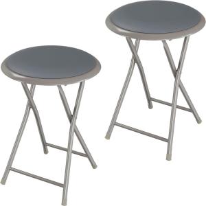 Folding Stool – Backless 18-Inch Stool with 225lb Capacity for Kitchen or Rec Room – Portable Indoor Counter Bar Stools by Lavish Home (Blue)(Grey)