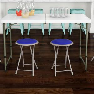 Folding Stool – Backless 18-Inch Stool with 225lb Capacity for Kitchen or Rec Room – Portable Indoor Counter Bar Stools by Lavish Home (Blue)(Royal Blue)