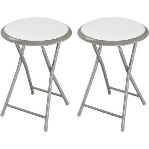 Folding Stool – Backless 18-Inch Stool with 225lb Capacity for Kitchen or Rec Room – Portable Indoor Counter Bar Stools by Lavish Home (Blue)(White)