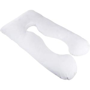 Full Body Pillow – 7-in-1 Pillow with Removable Cover – Comfortable U-Shape for Support, Sleeping, Lounging, Studying, and More by Lavish Home (White)(White)
