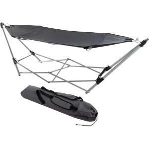 Hammock with Stand Included – Portable Hammock Fits into Carry Bag for Easy Travel – Perfect for Backyard, Pool, Beach, Hiking by Lavish Home (Gray)