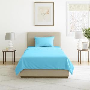 Lavish Home 3-Piece Brushed Microfiber Twin Sheet Set – Bedding with Wrinkle and Stain-Resistant Fitted and Flat Sheets Plus Pillowcase (Purple)(Light Blue)