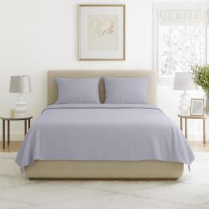 Lavish Home 3-Piece Brushed Microfiber Twin Sheet Set – Bedding with Wrinkle and Stain-Resistant Fitted and Flat Sheets Plus Pillowcase (Purple)(Silver)