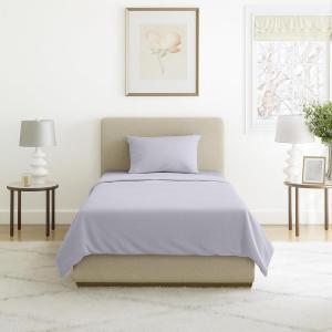 Lavish Home 3-Piece Brushed Microfiber Twin Sheet Set – Bedding with Wrinkle and Stain-Resistant Fitted and Flat Sheets Plus Pillowcase (Purple)(Silver Gray)