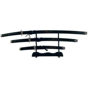 Lavish Home 3-Piece Samurai Sword Set(Black)