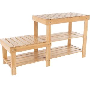 Lavish Home 3-Tier Bamboo Shoe Rack/Bench(2-Level Shoe Rack Bench)