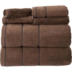 Lavish Home 6 Piece Bathroom Towels Set – 525GSM 100% Cotton Bathroom Essentials – 2 Bath Sheets, 2 Hand Towels, and 2 Wash Cloths for Bath, Shower, Gym, Spa, and Dorm Room (Chocolate)