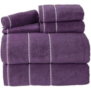Lavish Home 6 Piece Bathroom Towels Set – 525GSM 100% Cotton Bathroom Essentials – 2 Bath Sheets, 2 Hand Towels, and 2 Wash Cloths for Bath, Shower, Gym, Spa, and Dorm Room (Eggplant)