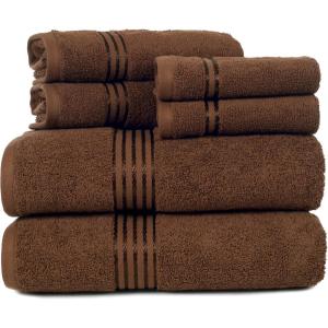 Lavish Home 6 Piece Bathroom Towels Set – 625GSM 100% Cotton Bathroom Essentials with 2 Absorbent Wash Cloths, 2 Hand Cloths, and 2 Bath Towel for Shower, Gym, Dorm and Spa (Green)(Chocolate)