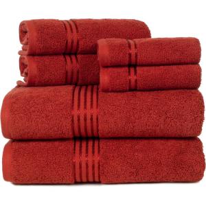 Lavish Home 6 Piece Bathroom Towels Set – 625GSM 100% Cotton Bathroom Essentials with 2 Absorbent Wash Cloths, 2 Hand Cloths, and 2 Bath Towel for Shower, Gym, Dorm and Spa (Green)(Burgundy)