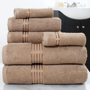 Lavish Home 6 Piece Towel Set – 625 GSM 100% Cotton Bathroom Accessories – 2 Bath Towels, 2 Hand Towels, and 2 Wash Cloths – Soft and Absorbent Bath Sheets for Shower, Gym, Dorm, and Spa (Taupe)