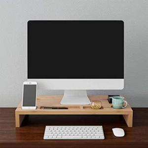 Lavish Home 7-Compartment Monitor Stand – Eco-Friendly Bamboo PC Shelf and Laptop Riser for Desk – Workspace Organizer for Home, Office, and Dorm