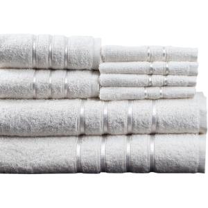 Lavish Home 8 Piece 100% Cotton Plush Bath Towel Set – White