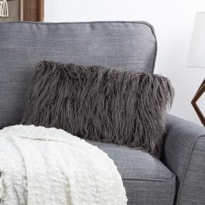 Lavish Home 80-PFM-8 Pillow, 12″x20″, Gray(Charcoal Gray)