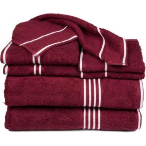 Lavish Home 8PC Bathroom Towels Set – 575GSM 100% Cotton Bathroom Essentials with 2 Bath Towels, 2 Hand Cloths, 2 Wash Cloths, and 2 Fingertip Fabric for Shower, Gym, Dorm and Spa (Silver)(Burgundy)