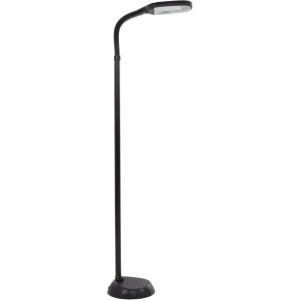 Lavish Home Adjustable Floor Lamp for Bedroom – Full Spectrum Natural Sunlight Lamp for Office with Bendable Neck for Reading Light, Craft, Studying, and Esthetician Light – (Black)