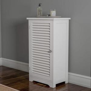 Lavish Home Bathroom Cabinet – Freestanding Storage Organizer for Towels or Laundry Room – Adjustable Shelf and Shutter Style Door (White)