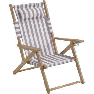 Lavish Home Beach Chair – Outdoor Weather-Resistant Wood Folding Chair with Backpack Straps – 4-Position Reclining Seat – Beach Essentials (Taupe Stripe)(Taupe Stripe)
