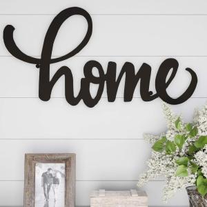 Lavish Home Blessed Wall Decor – Decorative 3D Metal Cutout – Word Art Sign for Modern Rustic and Vintage Farmhouse Decor (Distressed Brown)(Home)